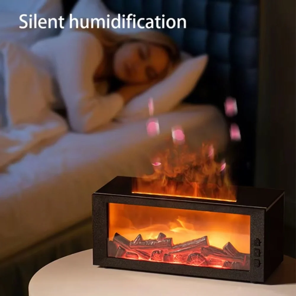 Aromatherapy Essential Oil Set with LED Fireplace Diffuser